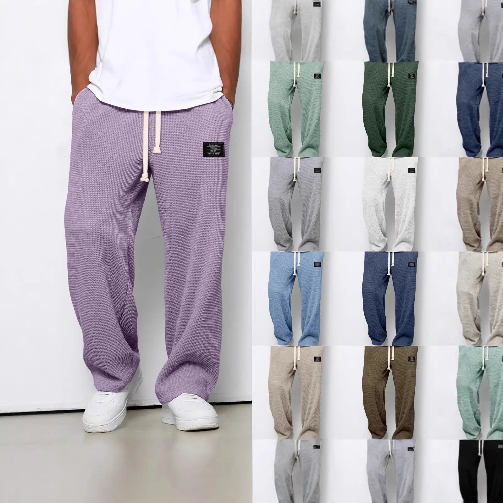 Pant Men 2026 Casual Spring/Autumn Straight-Leg Sweatpants Wide-Leg Elastic Waist Sportswear Pants Men's Clothing
