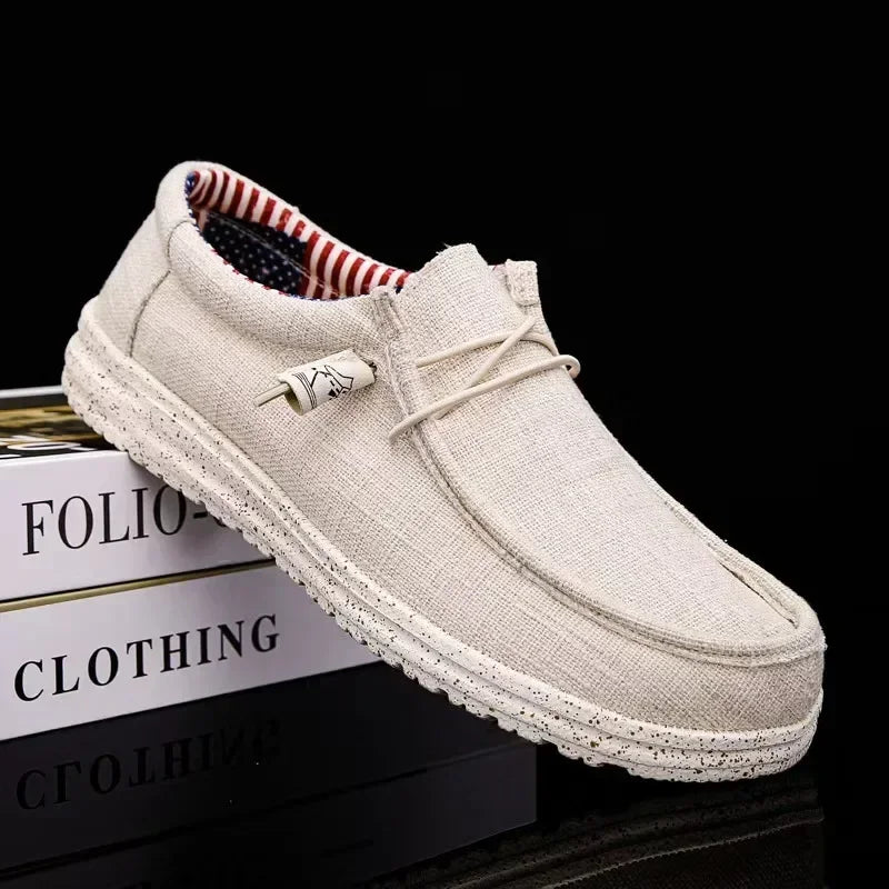 Men's Fashion Canvas Loafers Comfortable Lightweight Breathable Men's Casual Shoes Flat Slip-on Driving Shoes Man 2025