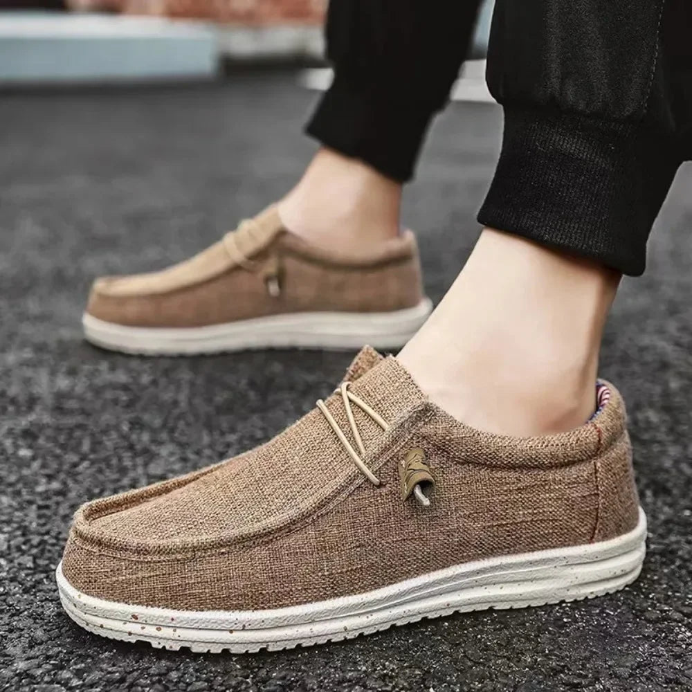 Men's Fashion Canvas Loafers Comfortable Lightweight Breathable Men's Casual Shoes Flat Slip-on Driving Shoes Man 2025