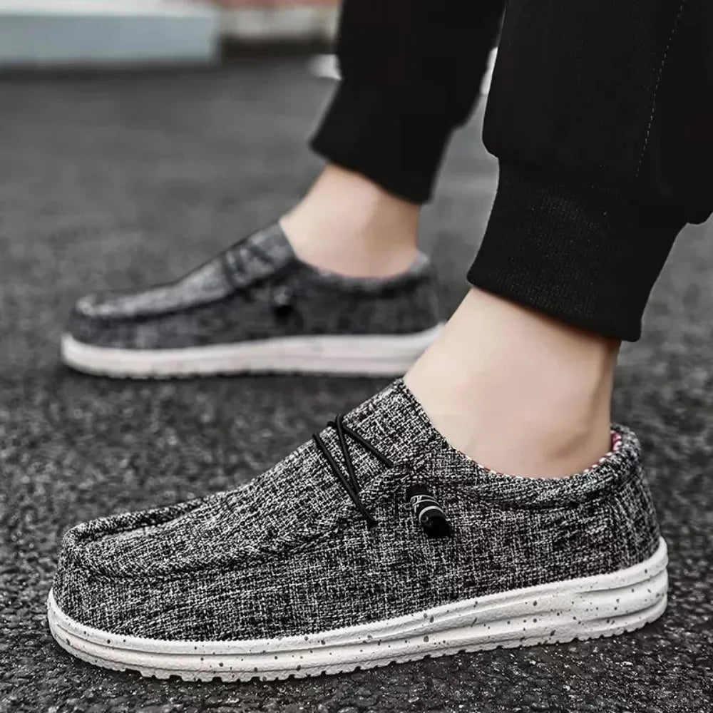 Men's Fashion Canvas Loafers Comfortable Lightweight Breathable Men's Casual Shoes Flat Slip-on Driving Shoes Man 2025