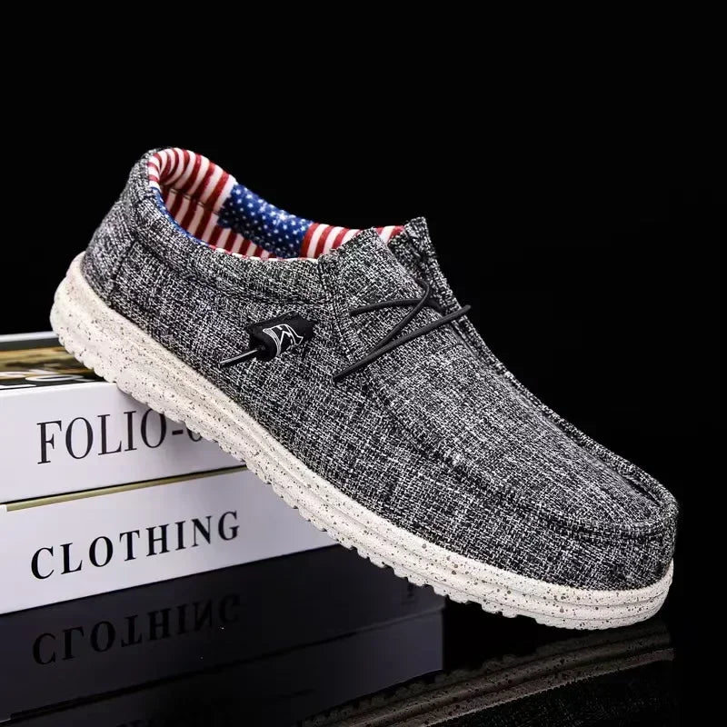 Men's Fashion Canvas Loafers Comfortable Lightweight Breathable Men's Casual Shoes Flat Slip-on Driving Shoes Man 2025