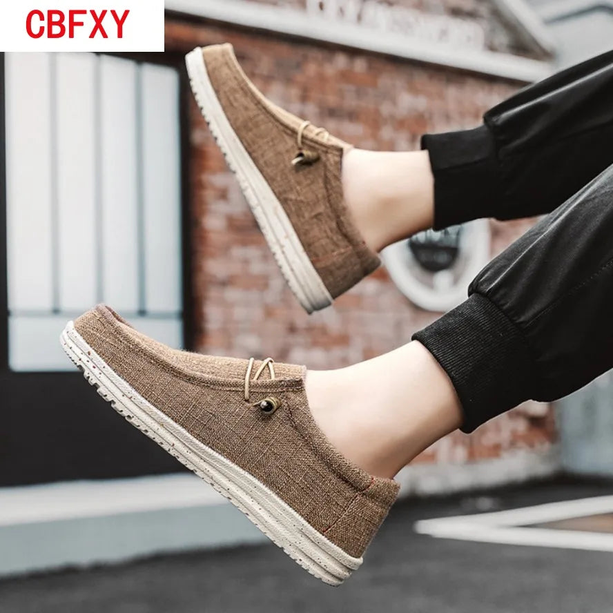 Fashion Canvas Loafers For Men Comfortable Lightweight Breathable Men's Casual Shoes Flat Slip-on Driving Shoes Man Big Size 47