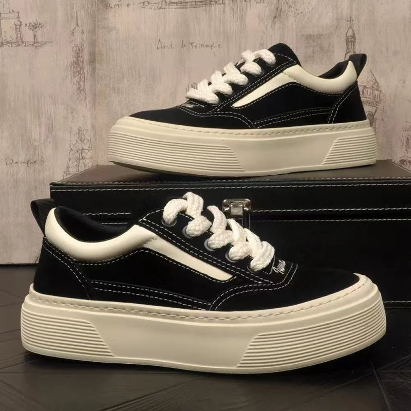 High Quality Men Casual Sneakers Suede Leather Platform Board Shoes Comfortable Breathable Walking Sport Footwear Athletic Shoes