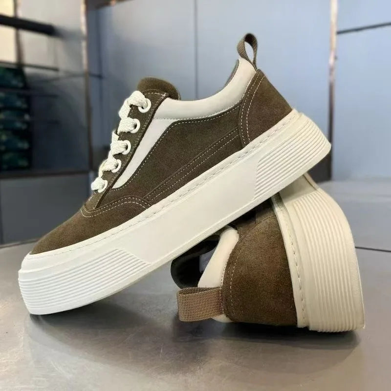 High Quality Men Casual Sneakers Suede Leather Platform Board Shoes Comfortable Breathable Walking Sport Footwear Athletic Shoes
