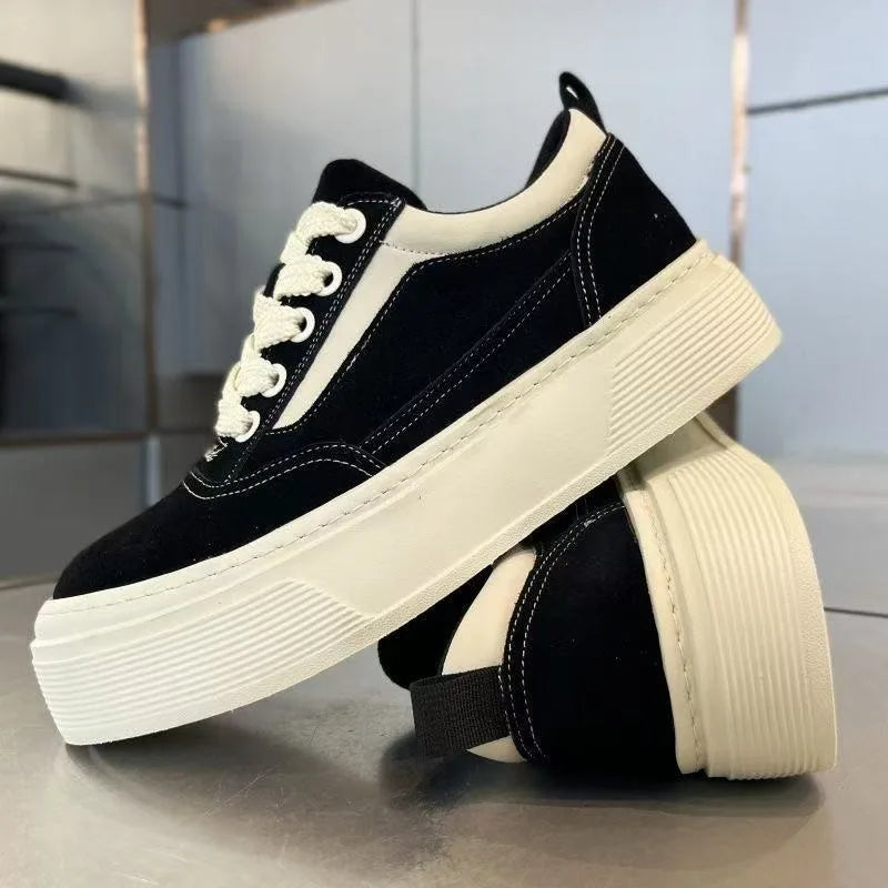 High Quality Men Casual Sneakers Suede Leather Platform Board Shoes Comfortable Breathable Walking Sport Footwear Athletic Shoes