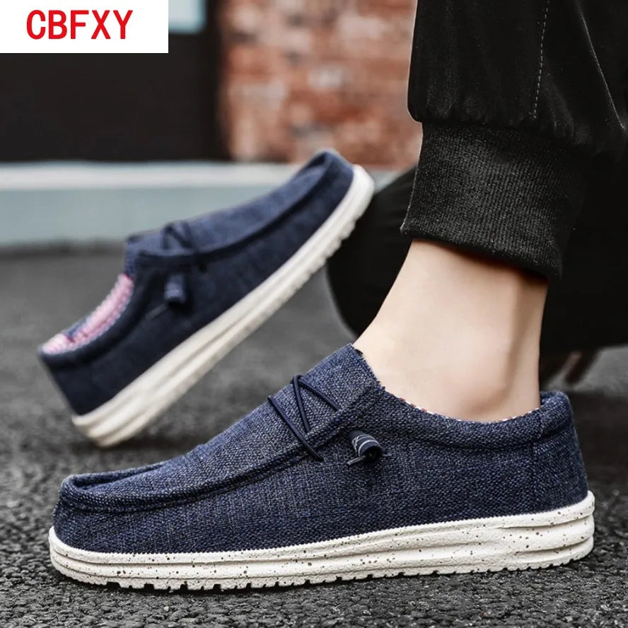 Fashion Canvas Loafers For Men Comfortable Lightweight Breathable Men's Casual Shoes Flat Slip-on Driving Shoes Man Big Size 47