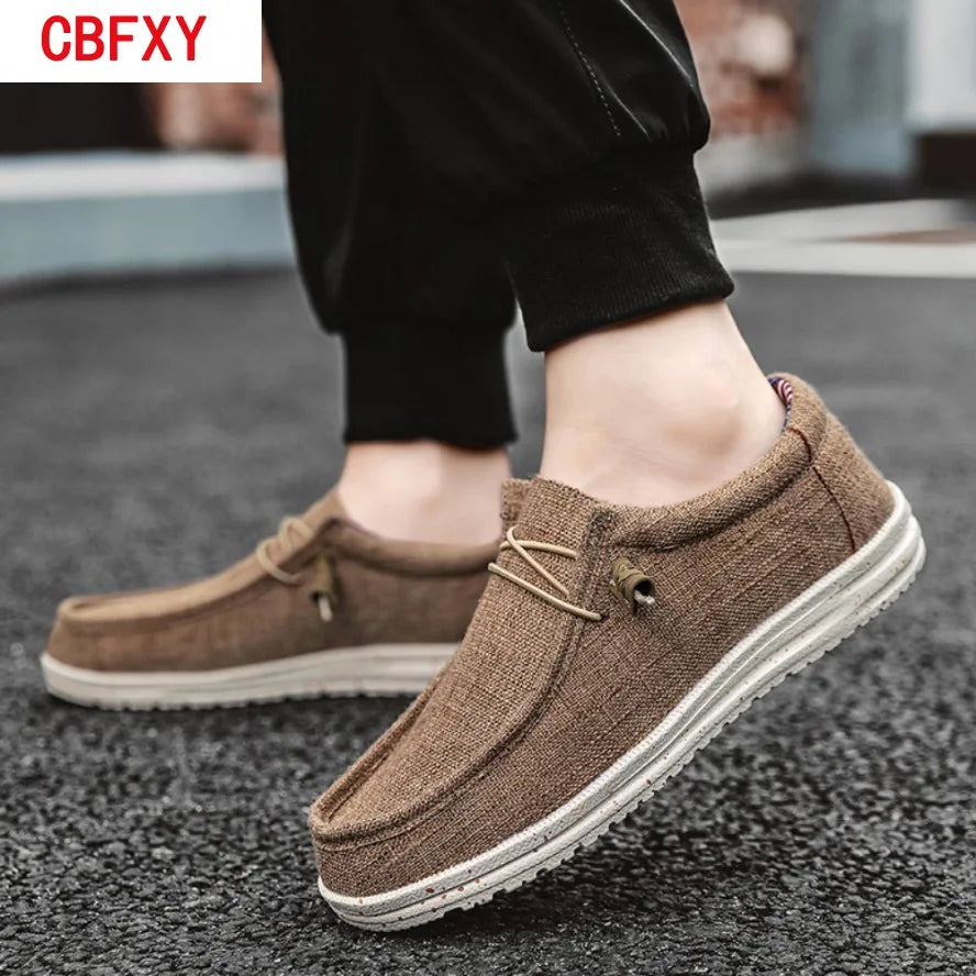Fashion Canvas Loafers For Men Comfortable Lightweight Breathable Men's Casual Shoes Flat Slip-on Driving Shoes Man Big Size 47