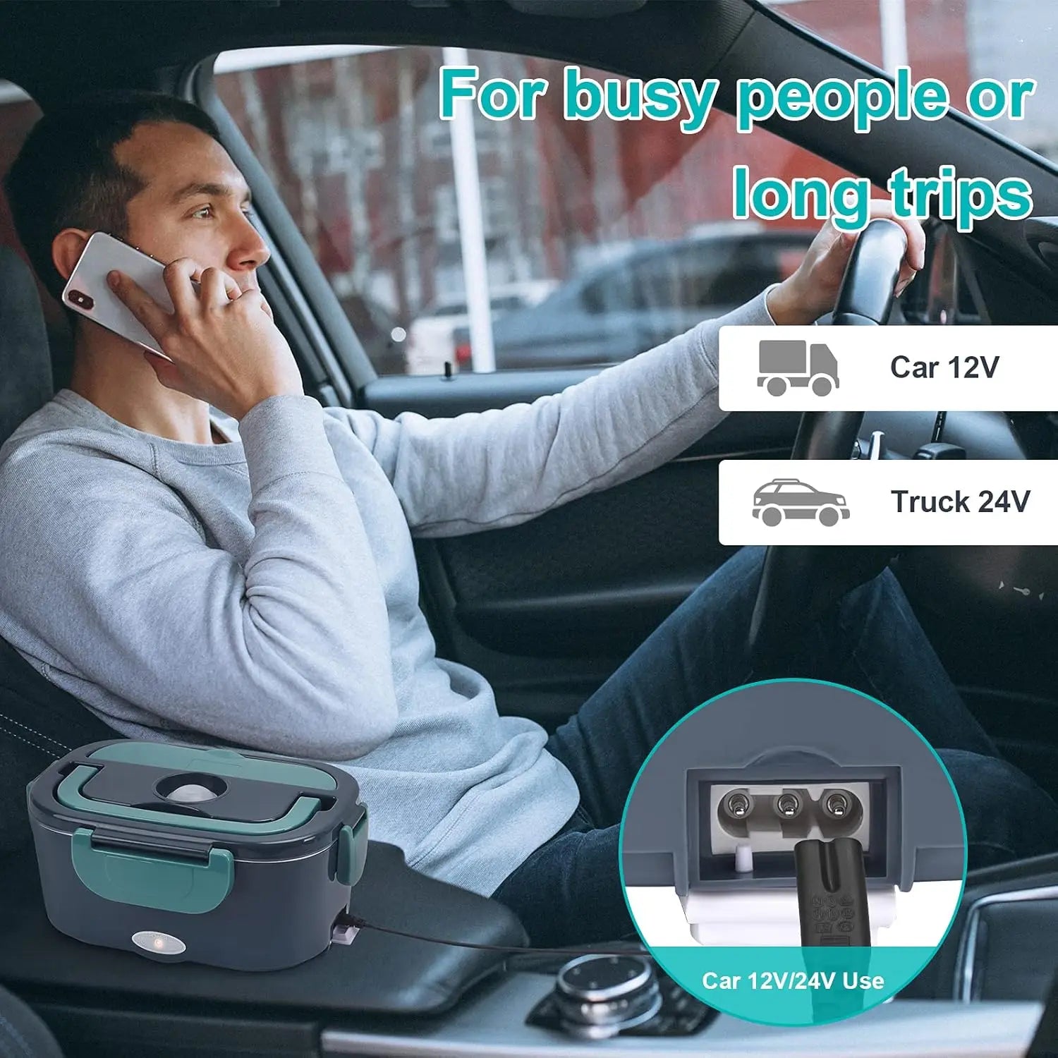 1.5L  Electric Lunch Box Food Warmer Portable Food Heater for Car Or Home - Leak Proof, Lunch Heating Microwave for Truckers