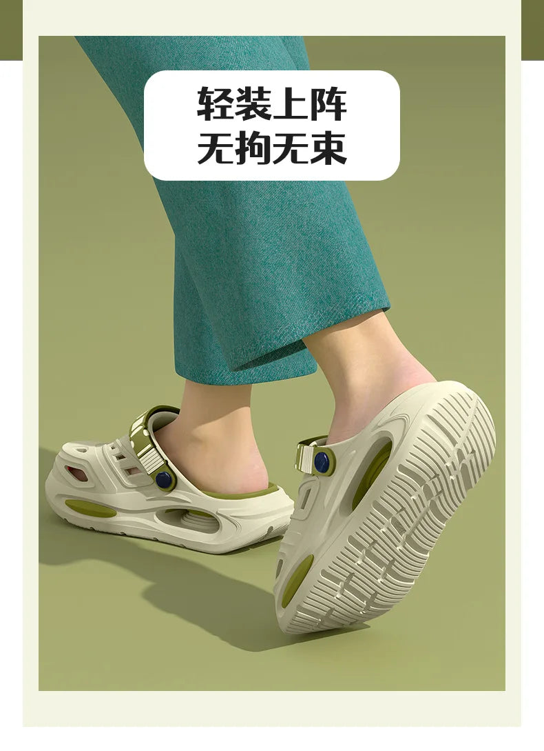 Arch support, anti slip, soft sole, wear-resistant cool slippers for wearing, thick sole breathable odor proof summer hole shoes
