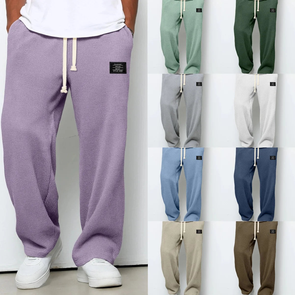 Pant Men 2026 Casual Spring/Autumn Straight-Leg Sweatpants Wide-Leg Elastic Waist Sportswear Pants Men's Clothing