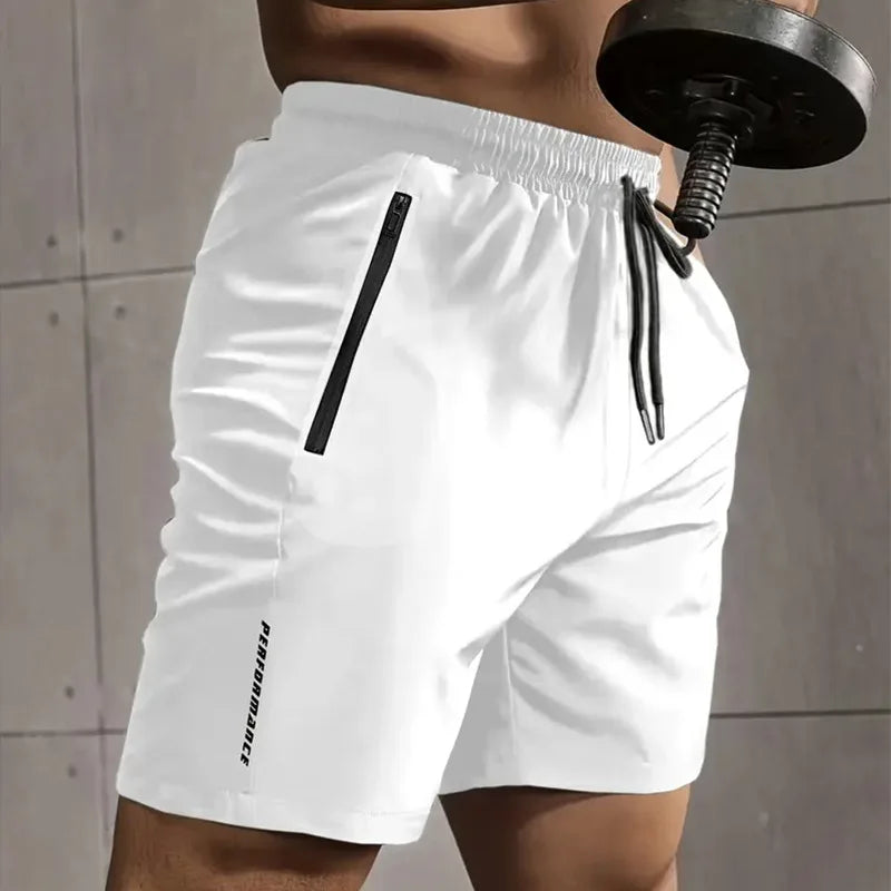 Summer Men's Sports Shorts with Zipper Pocket Quick Dry Breathable Fitness Shorts for Gym Workout Running Training Short Pants