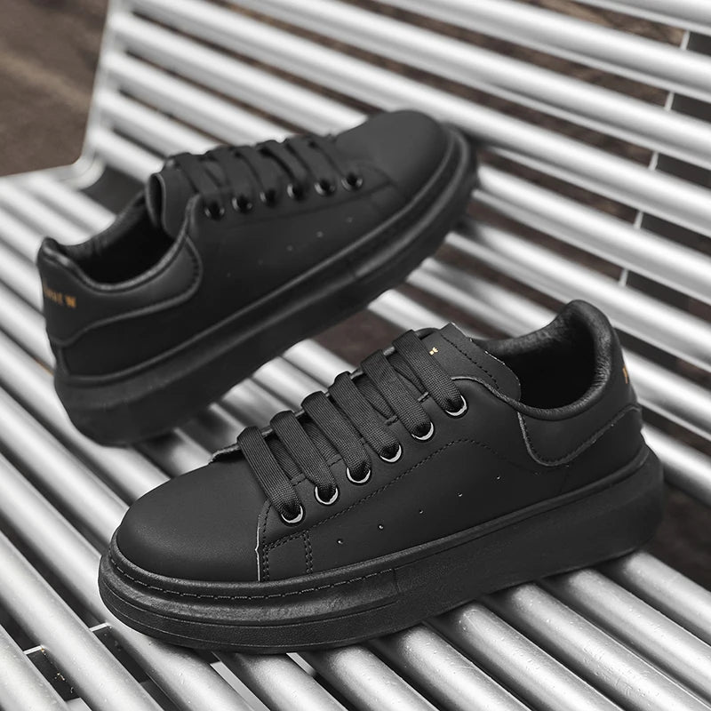 White Minimalist Sneakers For Men Comfy Leather Casual Sneakers Man Platform Skateboard Shoes Outdoor Low-cut Men's Sports Shoes