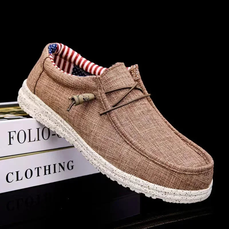 Men's Fashion Canvas Loafers Comfortable Lightweight Breathable Men's Casual Shoes Flat Slip-on Driving Shoes Man 2025