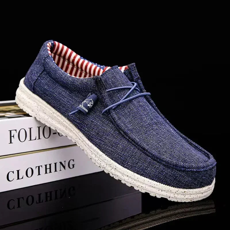 Men's Fashion Canvas Loafers Comfortable Lightweight Breathable Men's Casual Shoes Flat Slip-on Driving Shoes Man 2025