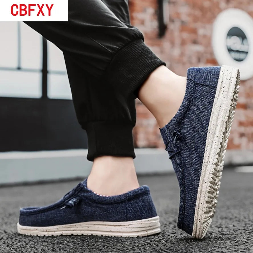 Fashion Canvas Loafers For Men Comfortable Lightweight Breathable Men's Casual Shoes Flat Slip-on Driving Shoes Man Big Size 47