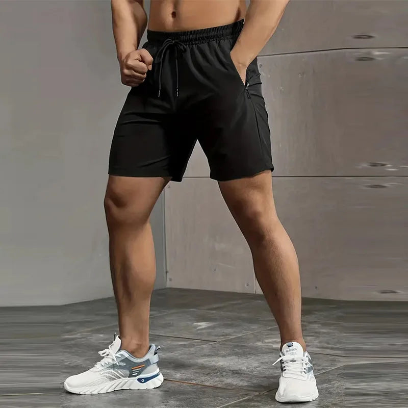 Summer Men's Sports Shorts with Zipper Pocket Quick Dry Breathable Fitness Shorts for Gym Workout Running Training Short Pants