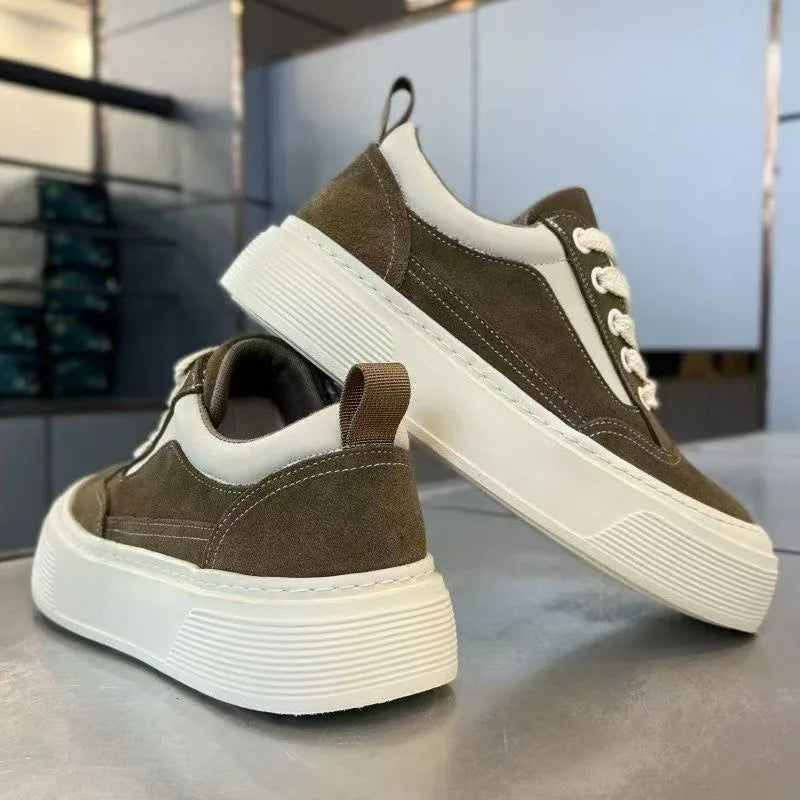 High Quality Men Casual Sneakers Suede Leather Platform Board Shoes Comfortable Breathable Walking Sport Footwear Athletic Shoes