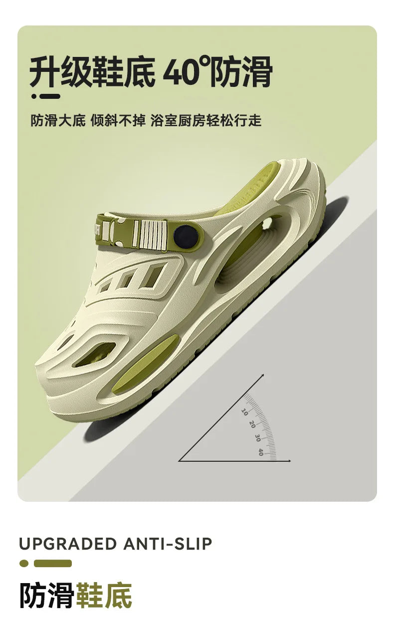 Arch support, anti slip, soft sole, wear-resistant cool slippers for wearing, thick sole breathable odor proof summer hole shoes