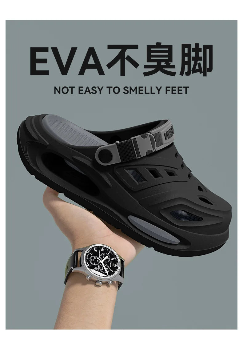 Arch support, anti slip, soft sole, wear-resistant cool slippers for wearing, thick sole breathable odor proof summer hole shoes
