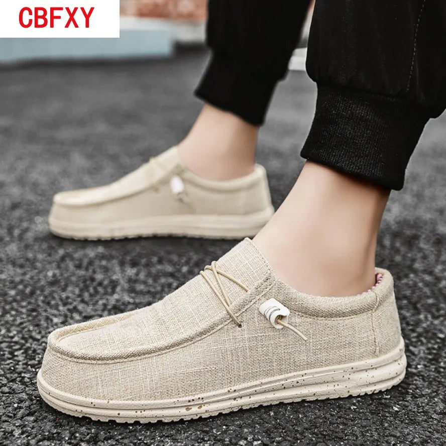 Fashion Canvas Loafers For Men Comfortable Lightweight Breathable Men's Casual Shoes Flat Slip-on Driving Shoes Man Big Size 47