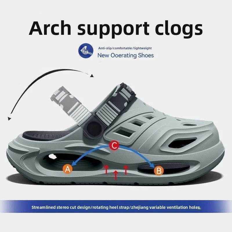 Arch support, anti slip, soft sole, wear-resistant cool slippers for wearing, thick sole breathable odor proof summer hole shoes